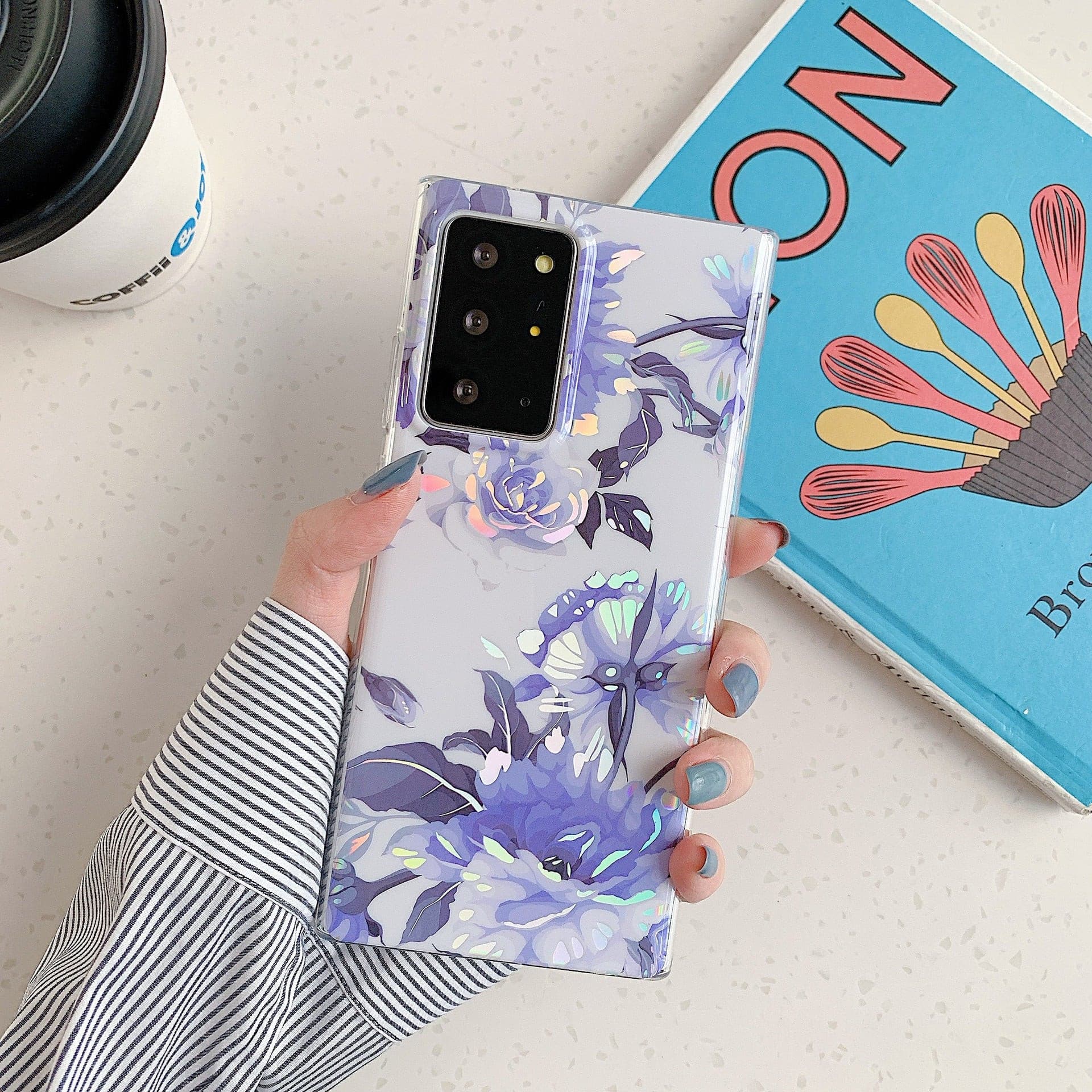Electroplating Laser Flower Samsung Phone Case.